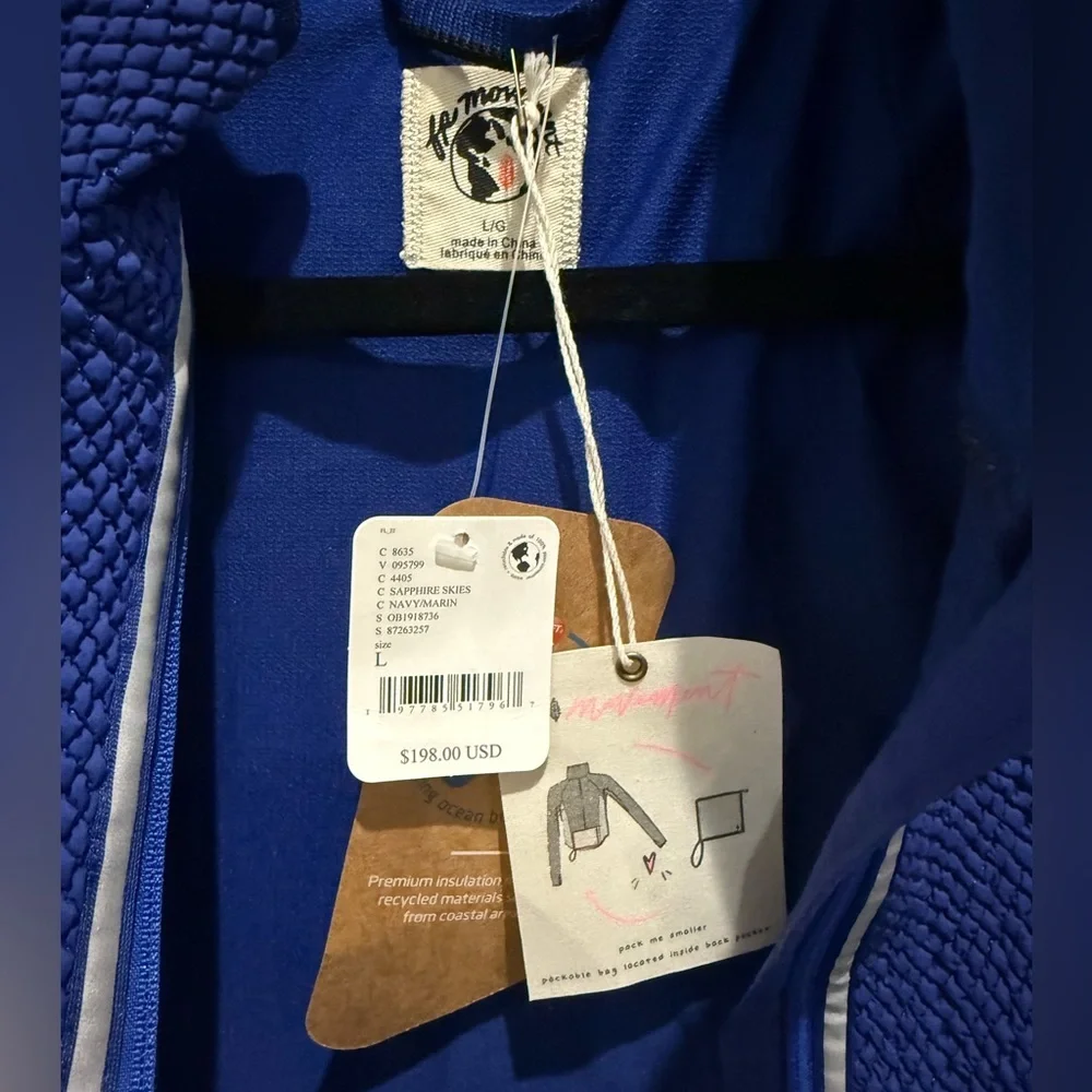 NWT FREE PEOPLE Packable blue athletic runner running outdoor light jacket - Picture 7 of 9